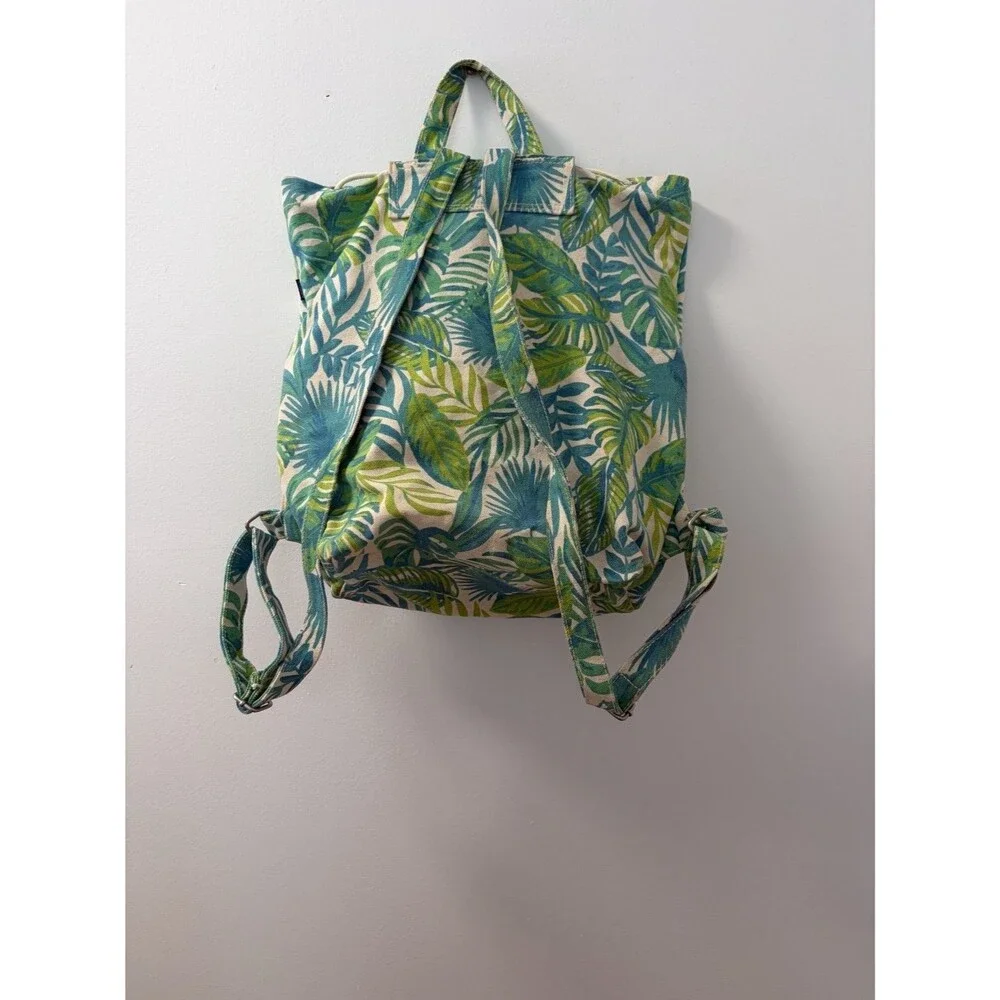 Baggu Drawstring Backpack Women's Medium botanical Canvas Cotton Bag Recycled